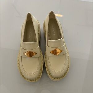 Charles & Keith Cream Gold Loafers